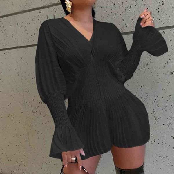 casual dresses women v neck flare long sleeve pleated autumn elegant solid color slim fit party streetwear female mini es ru9l, Black;gray
casual dresses women v neck flare long sleeve pleated autumn elegant solid color slim fit party streetwear female mini es ru9l, Black;gray