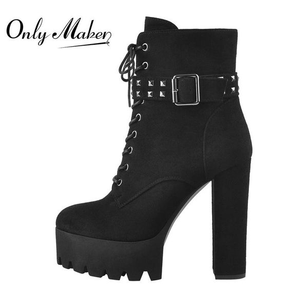 boots onlymaker women's chunky high heels pointed toe lace up platform rivet ankle booties for women buckle flock shoes side zipper, Black
boots onlymaker women's chunky high heels pointed toe lace up platform rivet ankle booties for women buckle flock shoes side zipper, Black
