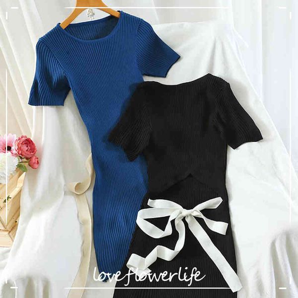backless high waist knitting dress women solid short sleeve bow mini dresses o-neck knit stretch lady slim bodycon vestidos 210521, Black;gray
backless high waist knitting dress women solid short sleeve bow mini dresses o-neck knit stretch lady slim bodycon vestidos 210521, Black;gray