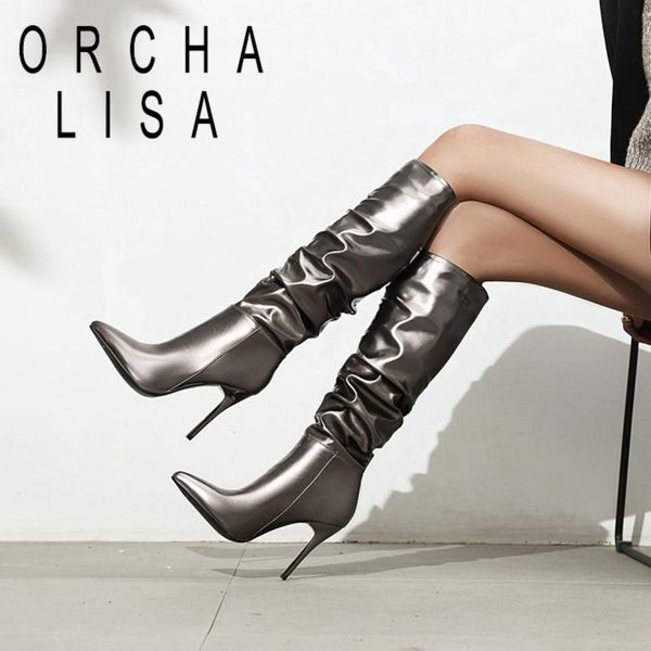 boots orchalisa women knee height pointed toe thin heels 10cm sequined leather slip-on pleated short plush big size 34-43 a3256, Black
boots orchalisa women knee height pointed toe thin heels 10cm sequined leather slip-on pleated short plush big size 34-43 a3256, Black