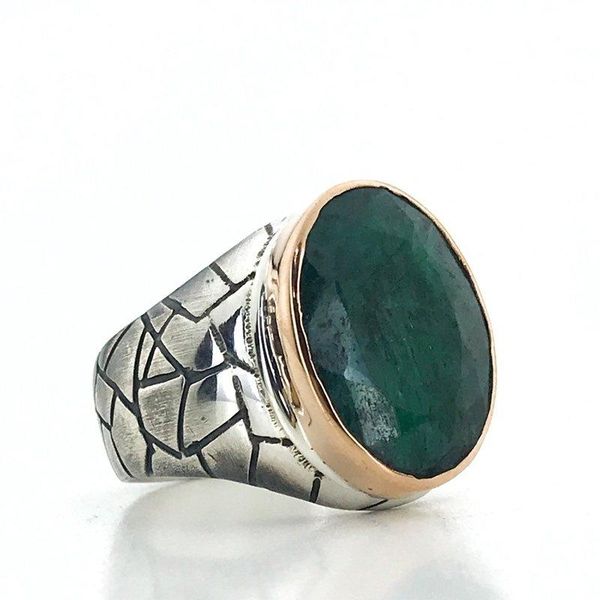 cluster rings special series handwork natural emerald stone sterling silver mens ring, Golden;silver
cluster rings special series handwork natural emerald stone sterling silver mens ring, Golden;silver