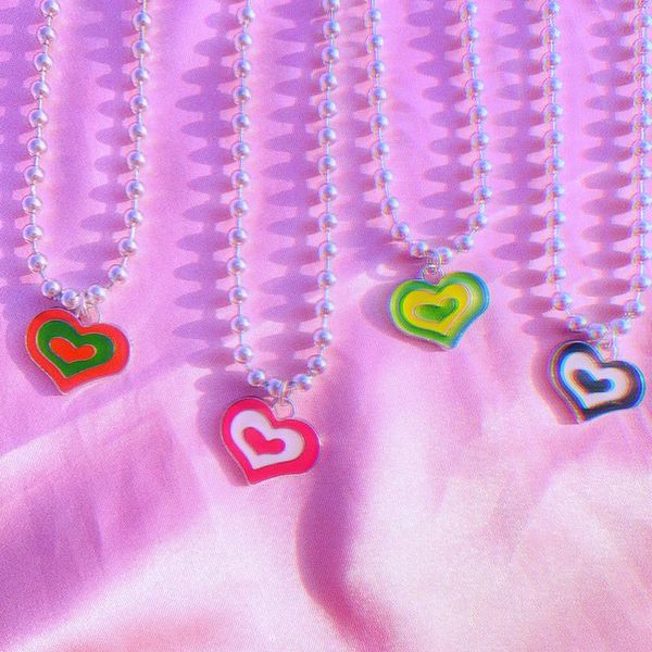 pendant necklaces egirl jewelry rainbow peach heart necklace for women 2000s aesthetic harajuku ins kawaii y2k diy friends gifts, Silver
pendant necklaces egirl jewelry rainbow peach heart necklace for women 2000s aesthetic harajuku ins kawaii y2k diy friends gifts, Silver