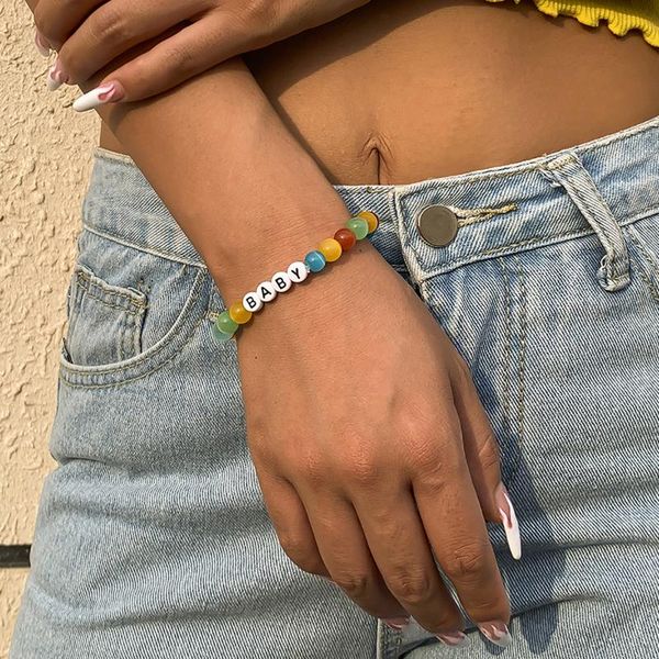 beaded, strands shixin bohemia small rainbow beads bracelet for women summer acrylic letters elasticity hand chain fashion jewelry 2021, Black
beaded, strands shixin bohemia small rainbow beads bracelet for women summer acrylic letters elasticity hand chain fashion jewelry 2021, Black