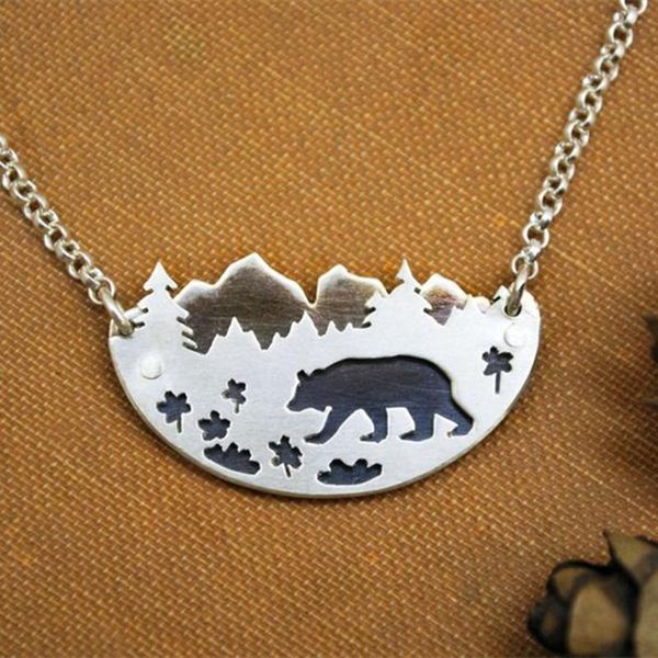 pendant necklaces black bear in wildflower meadow necklace trees charm for women female fashion wedding jewelry accessories, Silver
pendant necklaces black bear in wildflower meadow necklace trees charm for women female fashion wedding jewelry accessories, Silver