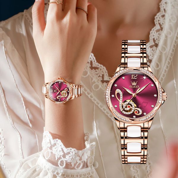 women's watch automatic mechanical clock waterproof bright hands rustless steel and ceramic watch band fashion, Slivery;brown
women's watch automatic mechanical clock waterproof bright hands rustless steel and ceramic watch band fashion, Slivery;brown
