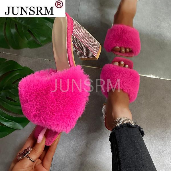 slippers 2021 summer women's high faux fur rhinestone thick heels lady sandals girl shoes luxury large sized, Black
slippers 2021 summer women's high faux fur rhinestone thick heels lady sandals girl shoes luxury large sized, Black
