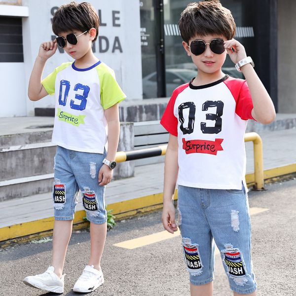 children's suit arrival fashion clothing set boys cotton kids short sleeve + denim pants teenage sports suits 2 pcs clothes sets 4-14y, White
children's suit arrival fashion clothing set boys cotton kids short sleeve + denim pants teenage sports suits 2 pcs clothes sets 4-14y, White