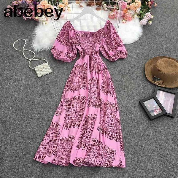 summer temperament all-match square collar puff sleeve dress waist slim print medium length 210512, Black;gray
summer temperament all-match square collar puff sleeve dress waist slim print medium length 210512, Black;gray