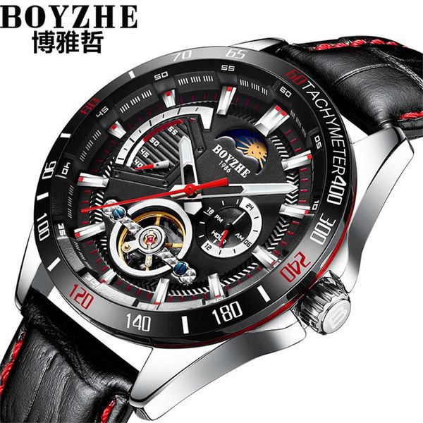 wristwatches boyzhe military automatic watches mens mechanical tourbillion men wrist watch moon phase leather waterproof clock male relogio, Slivery;brown
wristwatches boyzhe military automatic watches mens mechanical tourbillion men wrist watch moon phase leather waterproof clock male relogio, Slivery;brown