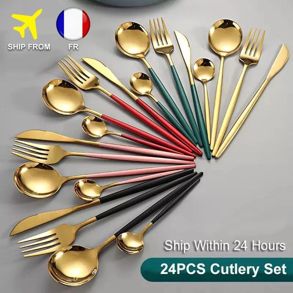 24pcs/set stainless steel dinner black gold dinnerware set knife fork coffee spoon rose cutlery kitchen tableware sets
24pcs/set stainless steel dinner black gold dinnerware set knife fork coffee spoon rose cutlery kitchen tableware sets
