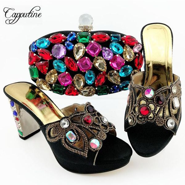 dress shoes capputine 2021 arrival summer and bag sets african style high heels to math set for party 8colors, Black
dress shoes capputine 2021 arrival summer and bag sets african style high heels to math set for party 8colors, Black