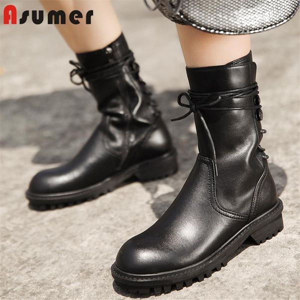 boots asumer genuine leather shoes 2021 est motorcycle women low heel zip lace up fashion casual ankle, Black
boots asumer genuine leather shoes 2021 est motorcycle women low heel zip lace up fashion casual ankle, Black