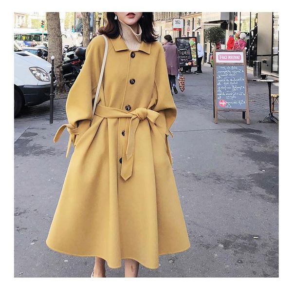 women's wool & blends winter of 2021 in the fashion clothing hepburn wind coat woollen overcoat long female cloth, Black
women's wool & blends winter of 2021 in the fashion clothing hepburn wind coat woollen overcoat long female cloth, Black