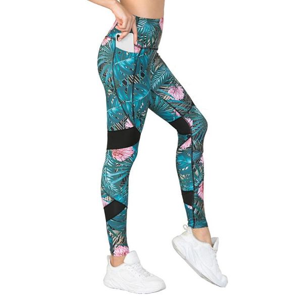 green patchwork tight leggings sports women fitness with pocket yoga pants stretch workout leggings patchwork slim gym, White;red