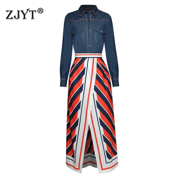 women's tracksuits 2021 spring fashion runway women 2 piece set elegant lady turn down collar denim jacket and striped skirt suit casua, Gray
women's tracksuits 2021 spring fashion runway women 2 piece set elegant lady turn down collar denim jacket and striped skirt suit casua, Gray