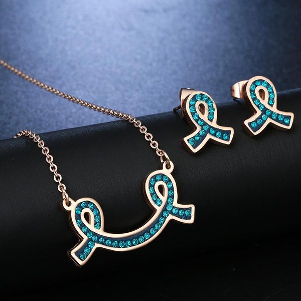 earrings & necklace spark care women 's fighting breast cancer ribbon cz stone stainless steel earring set female gift bijoux, Silver
earrings & necklace spark care women 's fighting breast cancer ribbon cz stone stainless steel earring set female gift bijoux, Silver