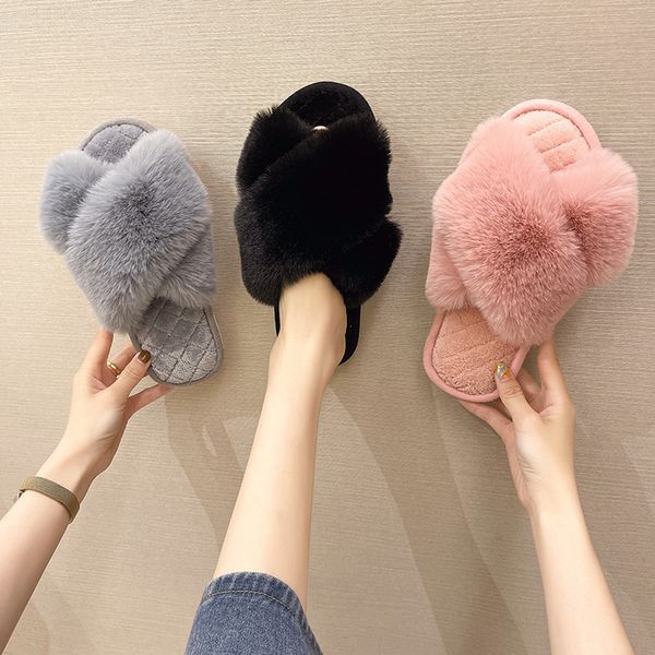 slippers winter plush cross band mop cotton indoor warm plush slippers women's long rabbit hair, Black
slippers winter plush cross band mop cotton indoor warm plush slippers women's long rabbit hair, Black