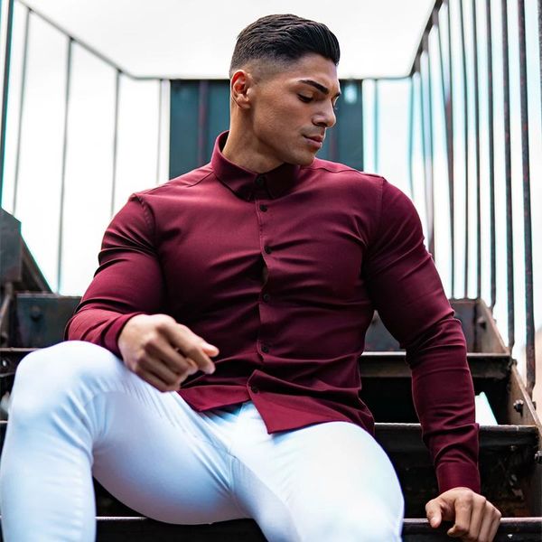 men's dress shirts spring fashion long sleeve shirt men autumn super slim fit male social business brand gym fitness sport clothing, White;black
men's dress shirts spring fashion long sleeve shirt men autumn super slim fit male social business brand gym fitness sport clothing, White;black