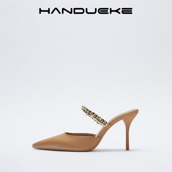 spring and summer women's shoes brown stiletto elegant chain decoration pointed shallow mouth mules half slippers women sandals, Black
spring and summer women's shoes brown stiletto elegant chain decoration pointed shallow mouth mules half slippers women sandals, Black