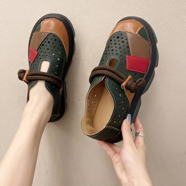 sandals 2021 pu mixed color women's shoes summer retro slope with hollow handmade casual platform, Black
sandals 2021 pu mixed color women's shoes summer retro slope with hollow handmade casual platform, Black