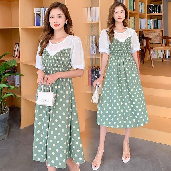maternity dresses 93372# dress summer short sleeves one piece layer look polka dot pregnant women mom, White
maternity dresses 93372# dress summer short sleeves one piece layer look polka dot pregnant women mom, White