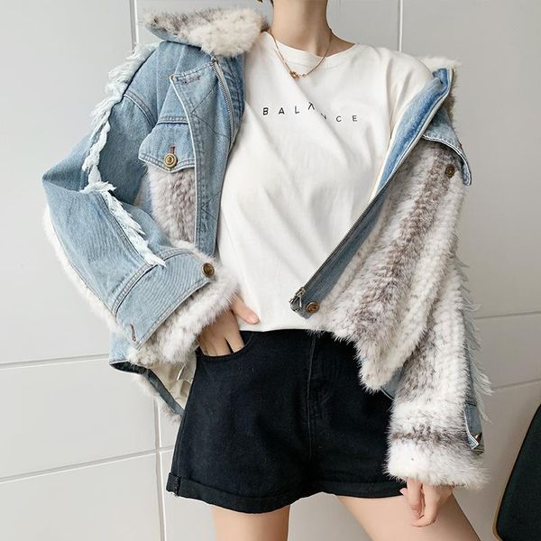 women's fur & faux 2021 cross mink woven denim coats and jackets women loose causal spring autumn for real coat, Black
women's fur & faux 2021 cross mink woven denim coats and jackets women loose causal spring autumn for real coat, Black