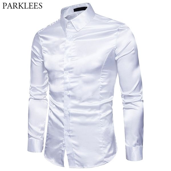men's slim fit silk like satin dress shirt long sleeve emulation silk button down shirt men dance prom club wedding shirt male 210522, White;black
men's slim fit silk like satin dress shirt long sleeve emulation silk button down shirt men dance prom club wedding shirt male 210522, White;black