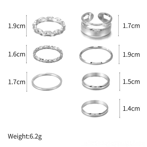 GpCB light luxury set women's personality seven sleevefinger cuff finger cuff piece set cool band rings wind versatile ring niche design, Silver
GpCB light luxury set women's personality seven sleevefinger cuff finger cuff piece set cool band rings wind versatile ring niche design, Silver