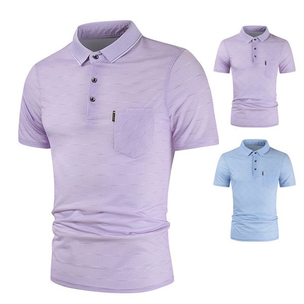men's polos summer fashion youth lapel trend stripe pocket short sleeve, White;black
men's polos summer fashion youth lapel trend stripe pocket short sleeve, White;black