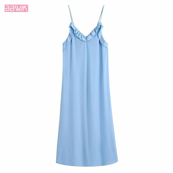 vintage women v-neck sleeveless ruffled midi dress fashion backless solid color chic female dresses vestidos 210507, Black;gray
vintage women v-neck sleeveless ruffled midi dress fashion backless solid color chic female dresses vestidos 210507, Black;gray