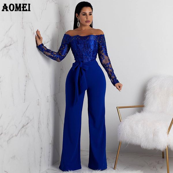 women overalls jumpsuit autumn lace tulle off shoulder slash neck gold embroidery waistbelt elegant femme office casual clothing, Black;white
women overalls jumpsuit autumn lace tulle off shoulder slash neck gold embroidery waistbelt elegant femme office casual clothing, Black;white