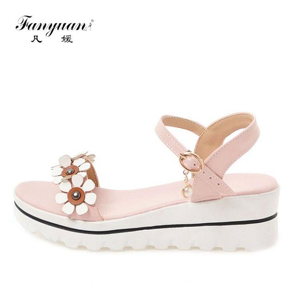 dress shoes fanyuan sweet women's flat elegant flower platform sandals ladies pearl buckle strap summer footwear soft safety, Black
dress shoes fanyuan sweet women's flat elegant flower platform sandals ladies pearl buckle strap summer footwear soft safety, Black