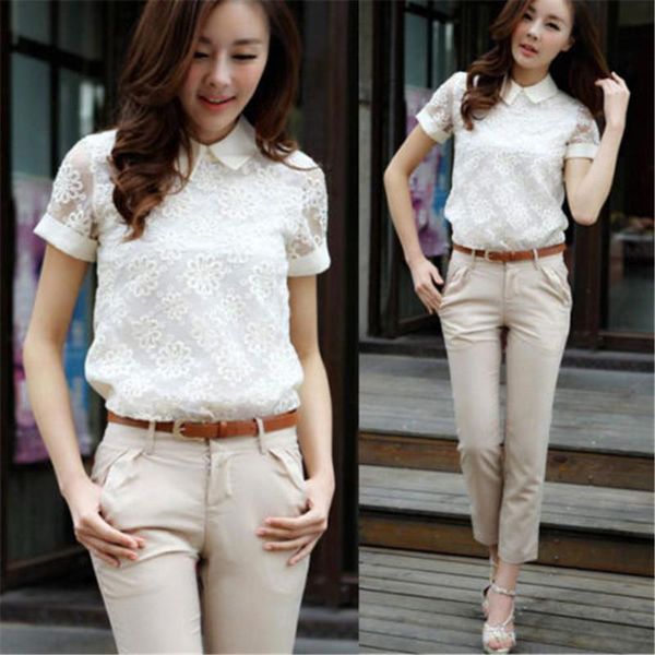 women's blouses & shirts 2021 women chiffon short sleeve shirt casual lace stitching hollow floral print blouse summer loose 2 colors, White
women's blouses & shirts 2021 women chiffon short sleeve shirt casual lace stitching hollow floral print blouse summer loose 2 colors, White