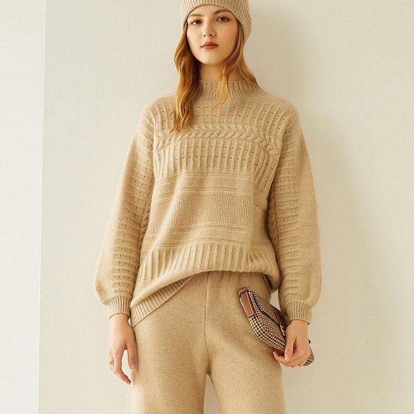 women's sweaters autumn/winter 2021 semi-turtleneck pullover 100% pure cashmere sweater knitted loose style, White;black
women's sweaters autumn/winter 2021 semi-turtleneck pullover 100% pure cashmere sweater knitted loose style, White;black