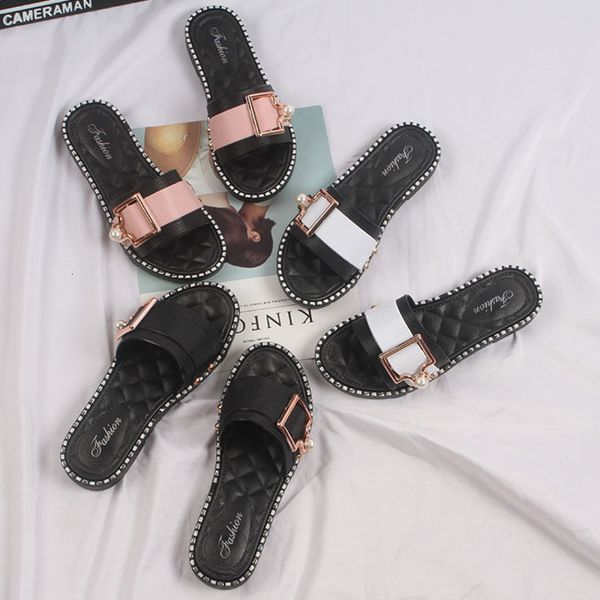 slippers,hollysha women's summer daily pearl button flat bottom indoor and outdoor leisure women's one word sandals, Black
slippers,hollysha women's summer daily pearl button flat bottom indoor and outdoor leisure women's one word sandals, Black