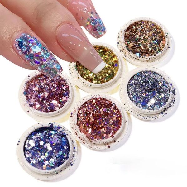 nail glitter 6pc for nails mixed hexagon eye makeup sequin gradient laser sliver art flakes paillette manicure decoration design, Silver;gold
nail glitter 6pc for nails mixed hexagon eye makeup sequin gradient laser sliver art flakes paillette manicure decoration design, Silver;gold