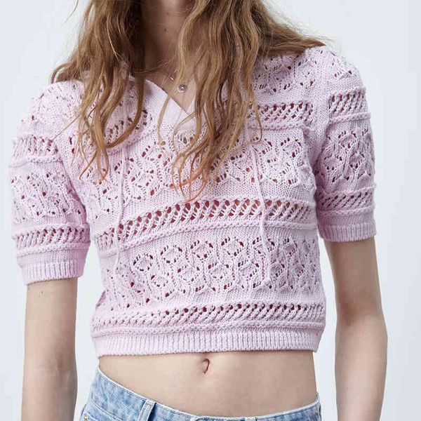 za summer hollow out knitted sweater women turn down collar loose half sleeve pullovers knitting jumper 210422, White;black
za summer hollow out knitted sweater women turn down collar loose half sleeve pullovers knitting jumper 210422, White;black