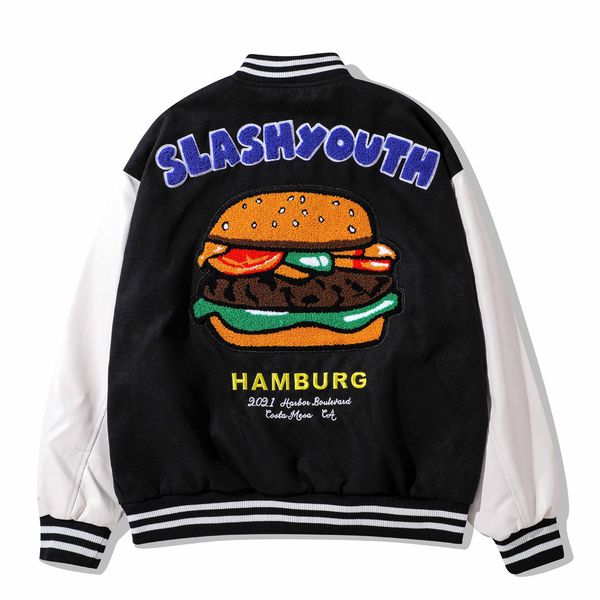 men's jackets cartoon hamburg embroidered man's baseball jacket on street fashion mark contrast loose seam drbu, Black;brown
men's jackets cartoon hamburg embroidered man's baseball jacket on street fashion mark contrast loose seam drbu, Black;brown