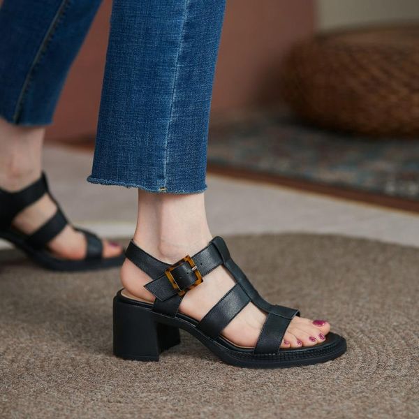 dress shoes genuine cow leather 2021 summer open-toed mid-heel patent sandals women, Black 
dress shoes genuine cow leather 2021 summer open-toed mid-heel patent sandals women, Black