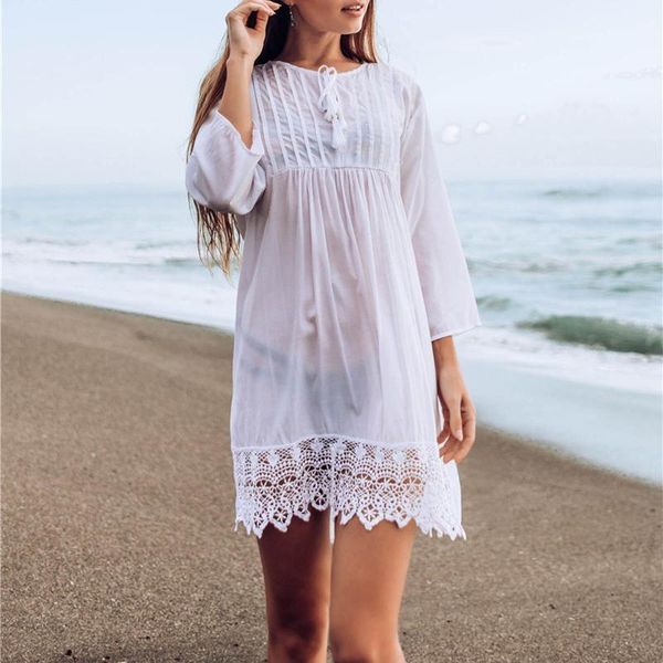 women's swimwear summer bikinis dress mujer hollow out white blouse beach holiday lace bikini swimsuit long protection, White;black
women's swimwear summer bikinis dress mujer hollow out white blouse beach holiday lace bikini swimsuit long protection, White;black
