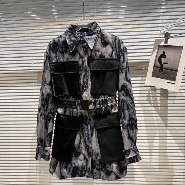 women's trench coats marble decor four pocket belt suede windbreaker 2021 winter coat women, Tan;black
women's trench coats marble decor four pocket belt suede windbreaker 2021 winter coat women, Tan;black