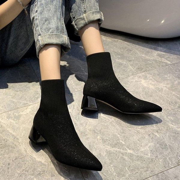 boots 2021 women shoes high heel stretch fabric ankle for fashion pointed sock zapatos de mujer, Black
boots 2021 women shoes high heel stretch fabric ankle for fashion pointed sock zapatos de mujer, Black