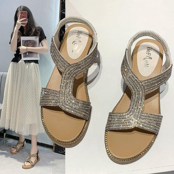 sandals elastic band solid women's outside wear 2021 summer style flat casual rhinestone beach for women rubber sole, Black
sandals elastic band solid women's outside wear 2021 summer style flat casual rhinestone beach for women rubber sole, Black