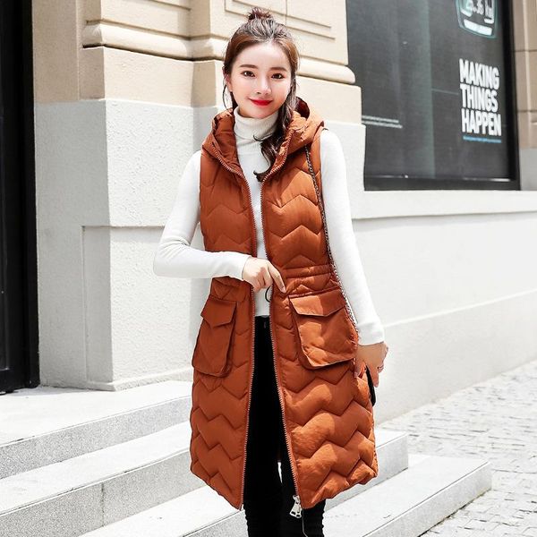 women's vests casual solid autumn long vest hooded zipper winter padded coat jacket pockets slim womens outerwear, Black;white
women's vests casual solid autumn long vest hooded zipper winter padded coat jacket pockets slim womens outerwear, Black;white