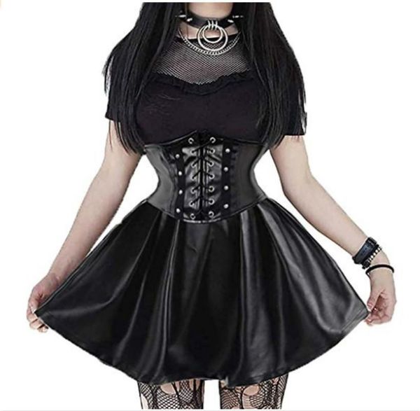 skirts 2021 est women's gothic bandage leather pleated skirt faux high waist mini a line punk, Black
skirts 2021 est women's gothic bandage leather pleated skirt faux high waist mini a line punk, Black