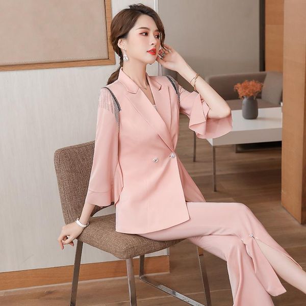 spring fashion ladies pant suits for women business pink blazer and jacket sets work office uniform styles women's two piece pants, White
spring fashion ladies pant suits for women business pink blazer and jacket sets work office uniform styles women's two piece pants, White