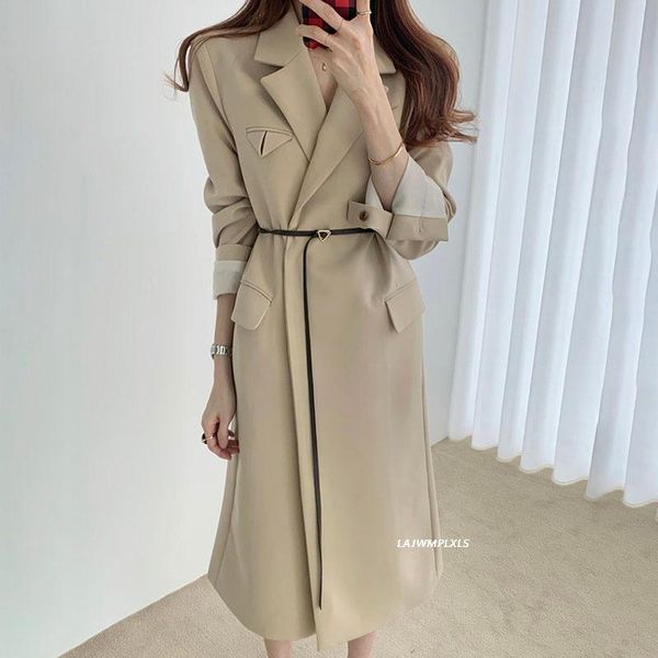 women's trench coats korean minimalist long coat women elegant ol outwear 2021 spring autumn overcoat suit collar windbreaker with belt, Tan;black
women's trench coats korean minimalist long coat women elegant ol outwear 2021 spring autumn overcoat suit collar windbreaker with belt, Tan;black