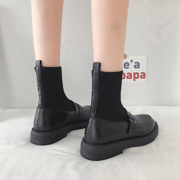 korean retro harajuku style small leather shoes women's 2021 spring round head thick bottom increased loafers boots, Black
korean retro harajuku style small leather shoes women's 2021 spring round head thick bottom increased loafers boots, Black