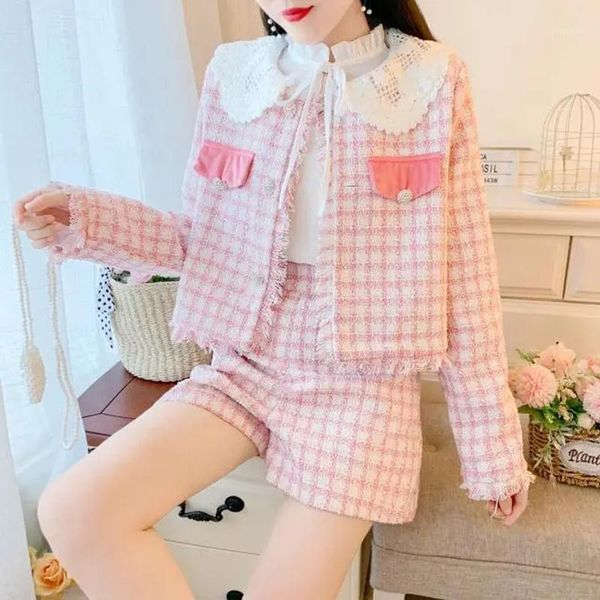 women's spring and autumn small fragrance suits tweed plaid jacket + shorts two-piece sets sweet tracksuits, Gray
women's spring and autumn small fragrance suits tweed plaid jacket + shorts two-piece sets sweet tracksuits, Gray