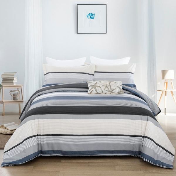 bedding sets striped men's leisure time duvet cover quilt 3 piece set